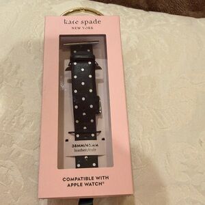 Kate Spade Black Leather Watch Band with White Dots